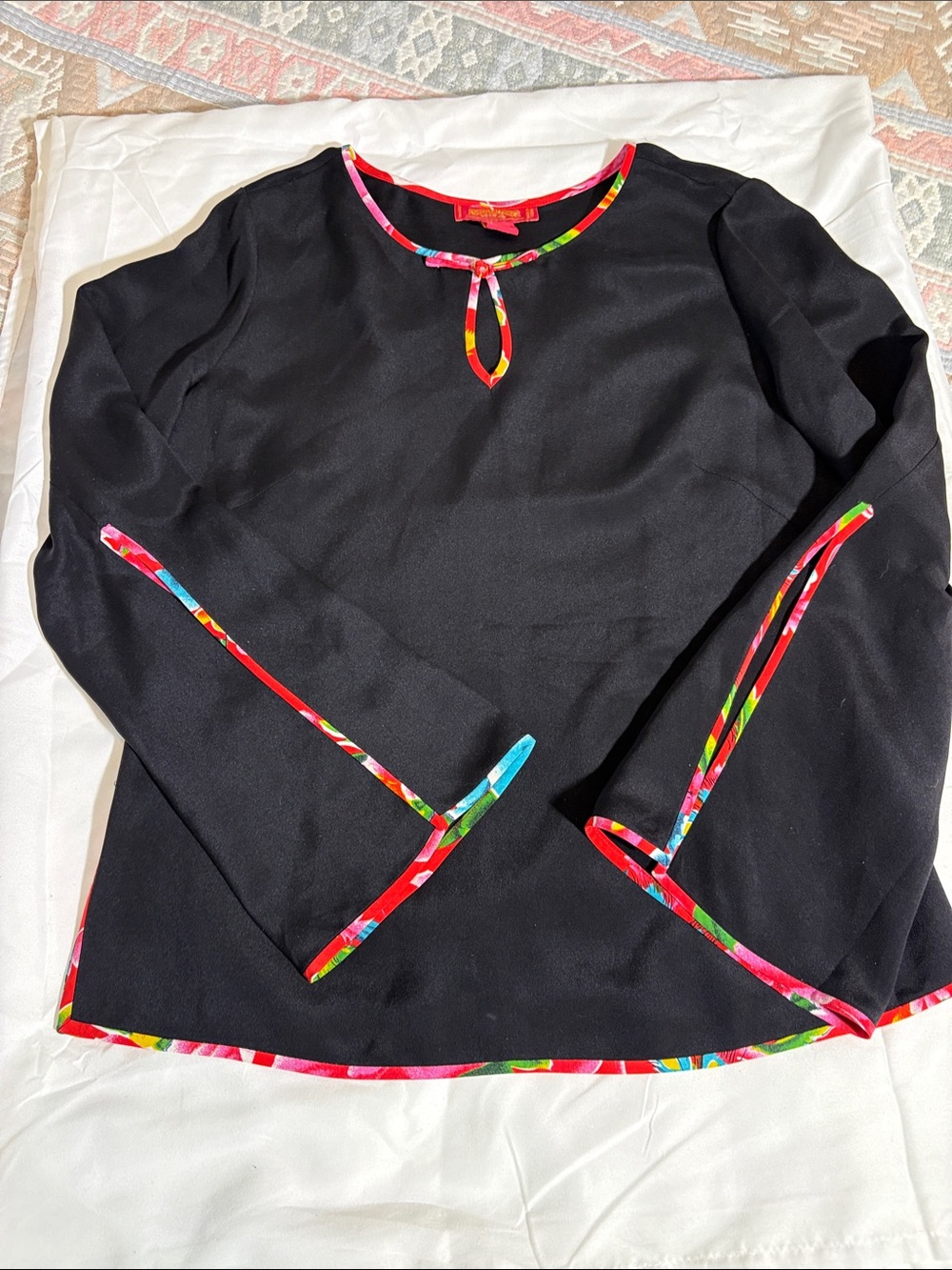 SHANGHAI TANG 100% SILK Women’s Flared Sleeve Blouse Size 12